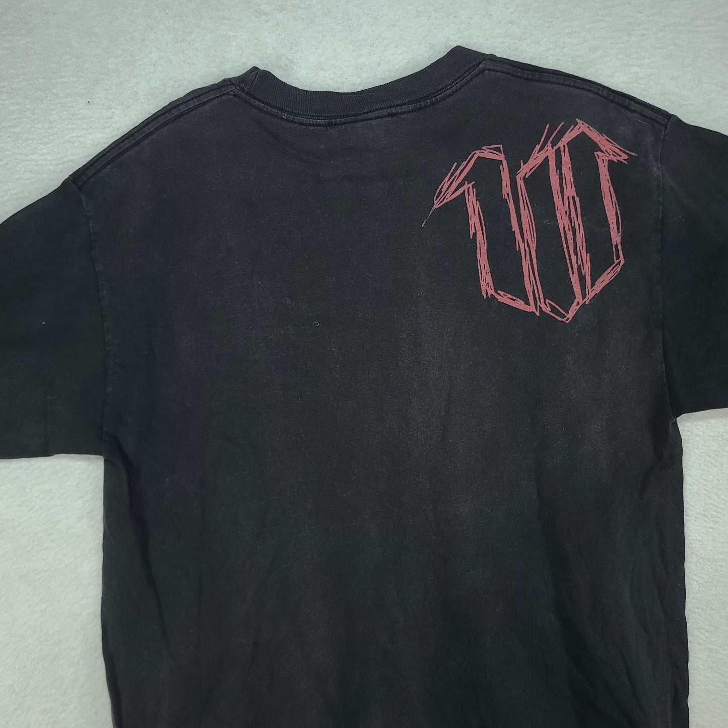 We All Ride Shirt Y2K Size M Made in USA Motorcross MX Black White Spellout All Over Print Adult