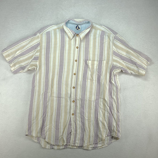 Vintage ORC Shirt Button-Up Beige Blue Size L Made in Australia Adult