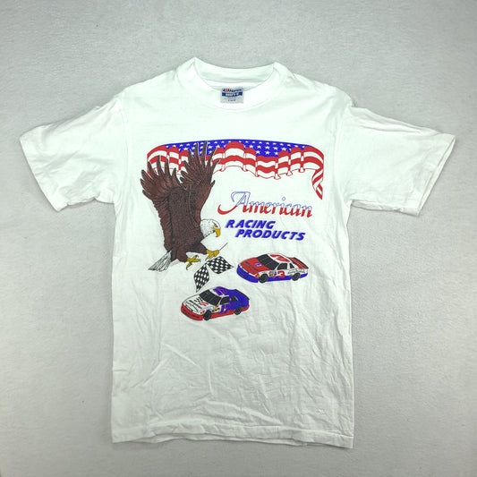 Vintage American Racing Products Shirt Hanes Short Sleeve Graphic Tee Size S White