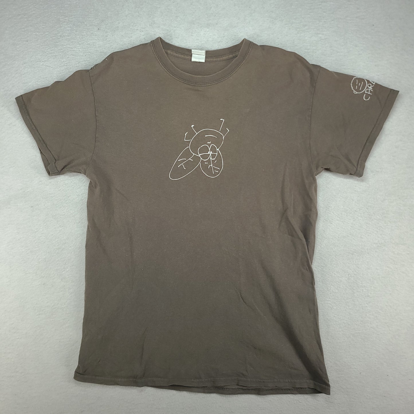 Carl Barron Shirt Upside Down Flies Grey Size M Gildan Adult Australian Comedian