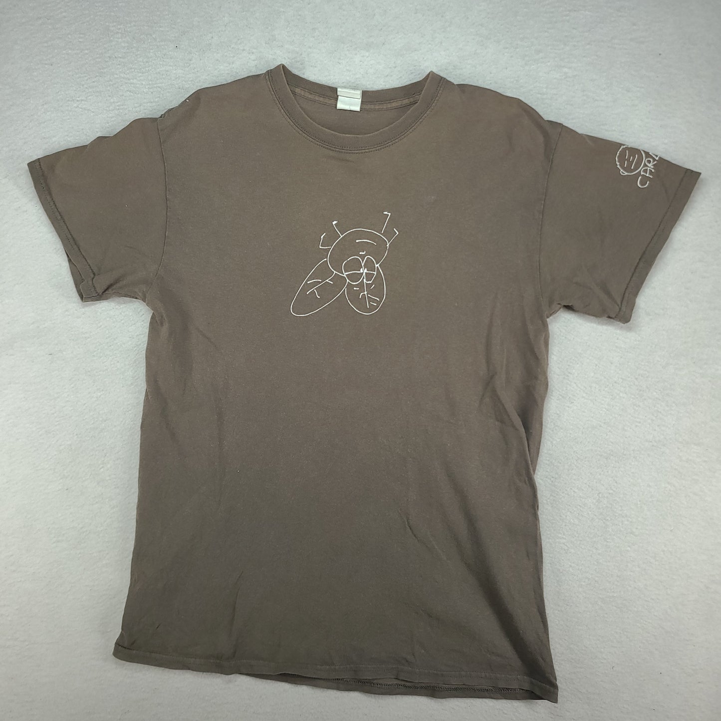 Carl Barron Shirt Upside Down Flies Grey Size M Gildan Adult Australian Comedian