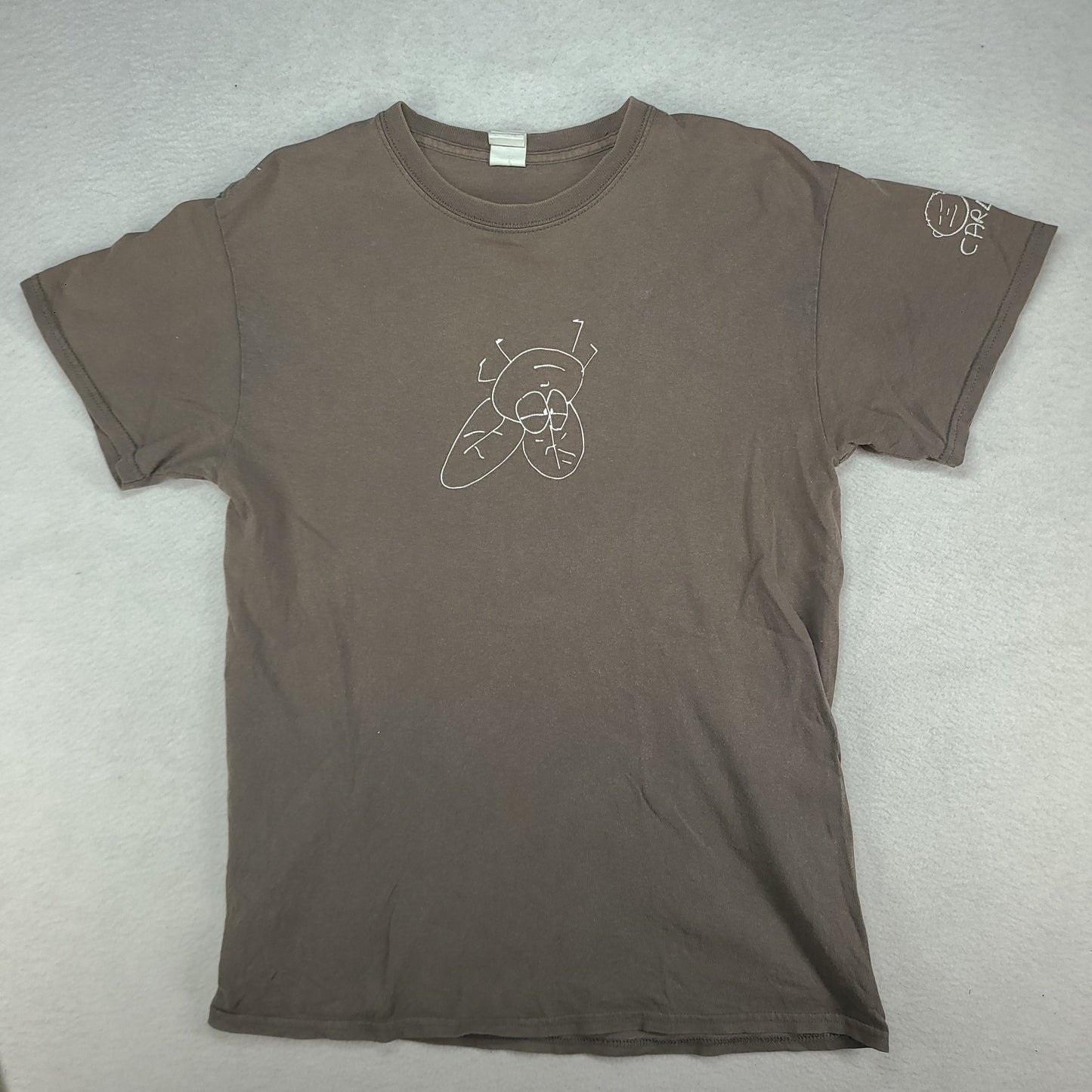 Carl Barron Shirt Upside Down Flies Grey Size M Gildan Adult Australian Comedian