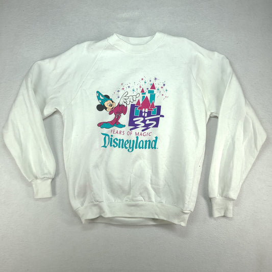 Vintage Disneyland Jumper Crewneck White Pullover Size XL Made in USA 35 Years of Magic