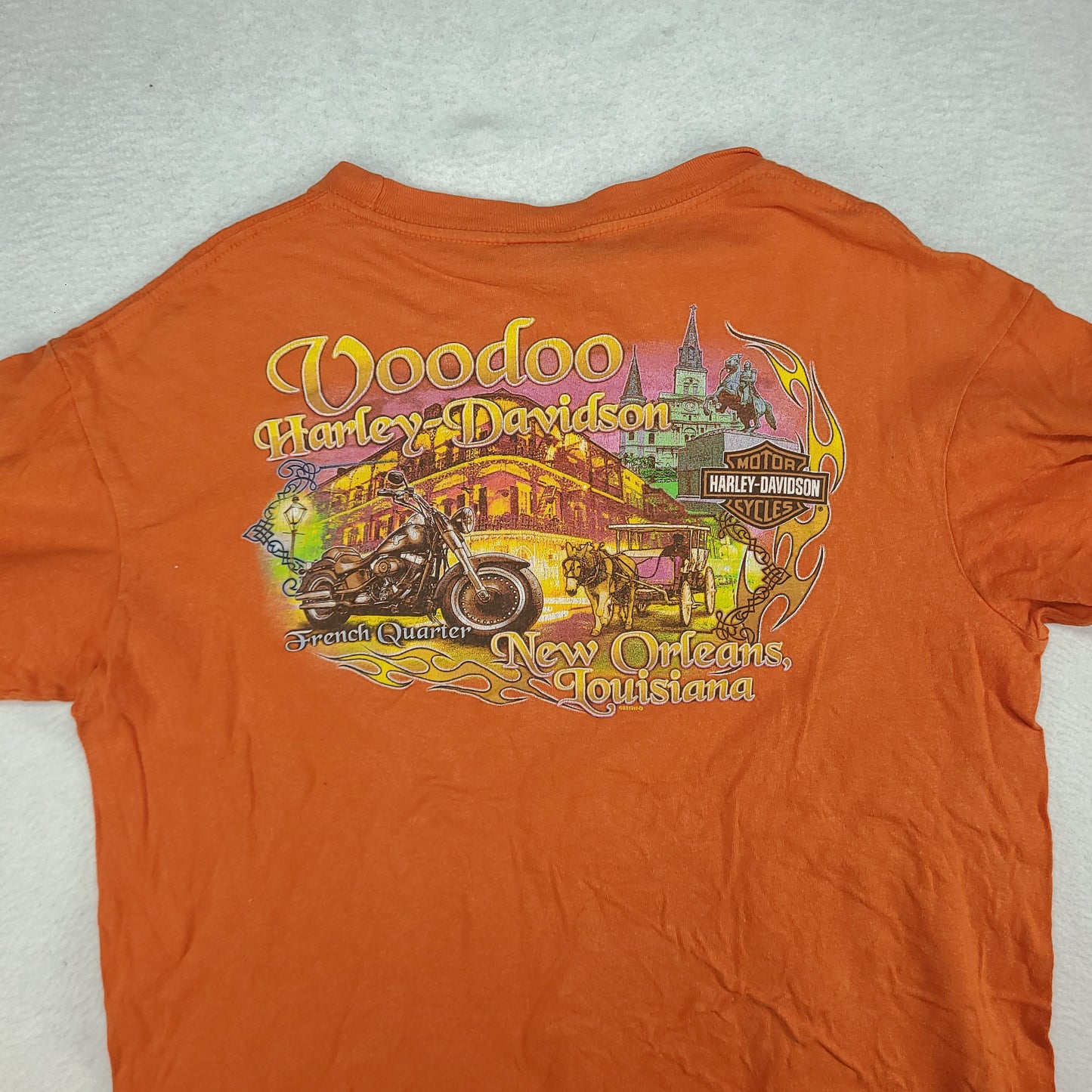 Harley Davidson Shirt Orange Size L Voodoo New Orleans Louisiana French Quarter