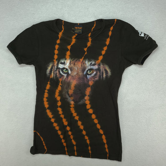 Vintage Wild Planet Shirt Tiger Size L Short Sleeve Graphic Tee Womens Australia Zoo Black Orange