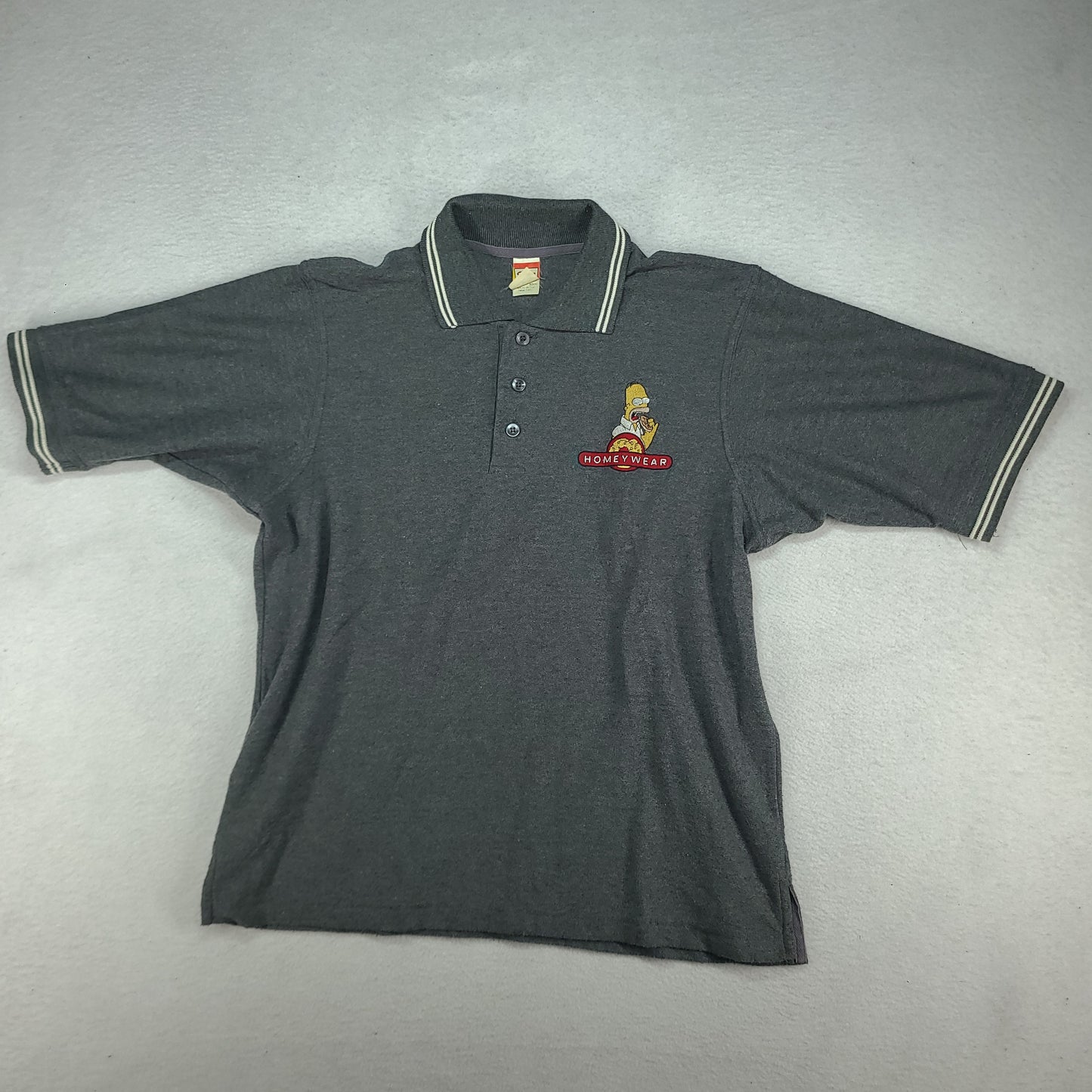 Vintage The Simpsons Polo Shirt Homey Wear Grey Size S Homer Adult