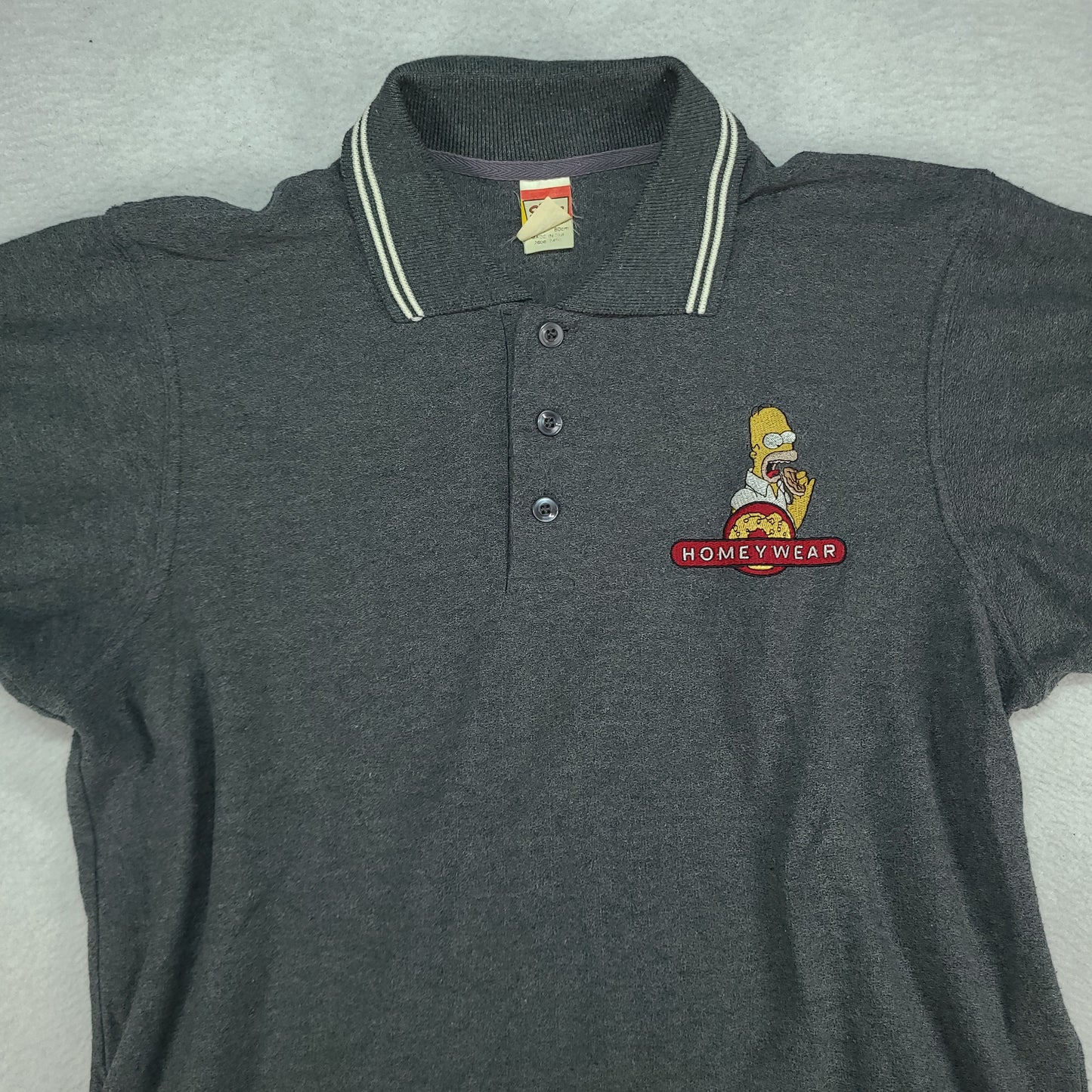 Vintage The Simpsons Polo Shirt Homey Wear Grey Size S Homer Adult