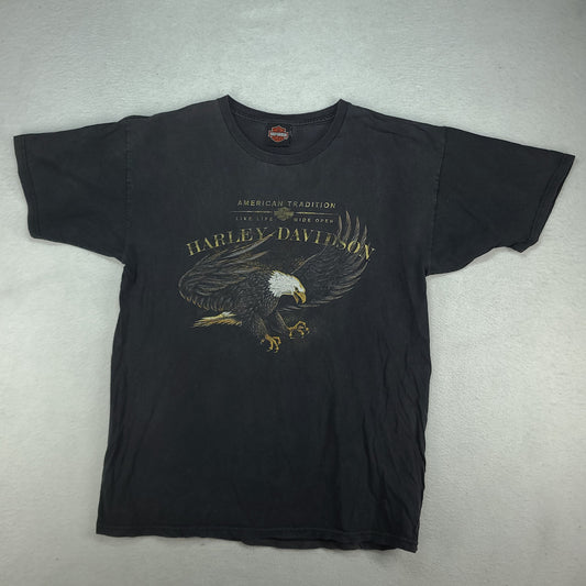 Harley Davidson Shirt Black Short Sleeve Graphic Tee Size L Alamo City San Antonio Eagle