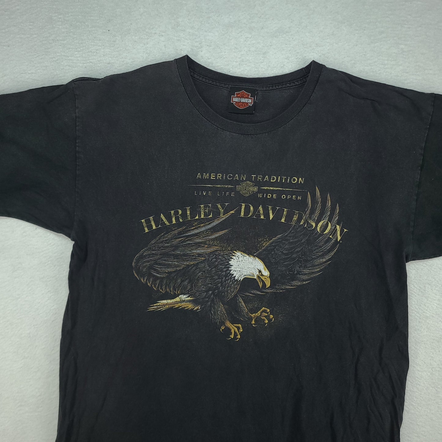 Harley Davidson Shirt Black Short Sleeve Graphic Tee Size L Alamo City San Antonio Eagle