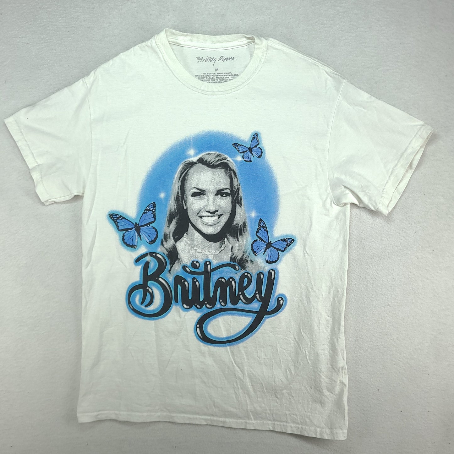 Britney Spears Shirt White Short Sleeve Graphic Tee Size M Cotton Adult Casual