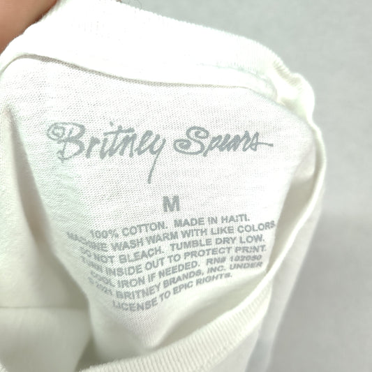 Britney Spears Shirt White Short Sleeve Graphic Tee Size M Cotton Adult Casual