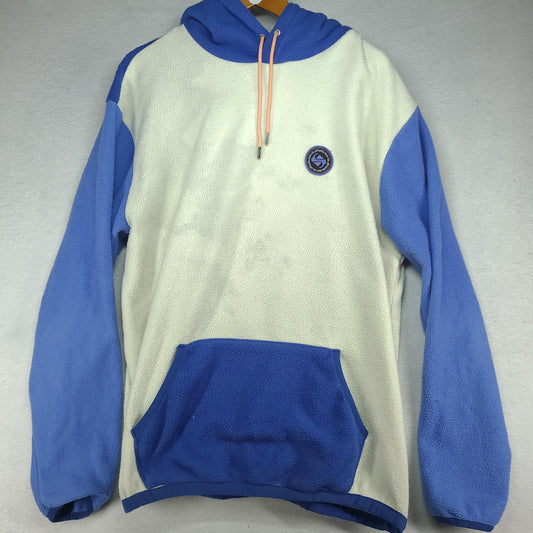 Quiksilver Hoodie Jumper Size 2XL Blue White Fleece Pullover Adult