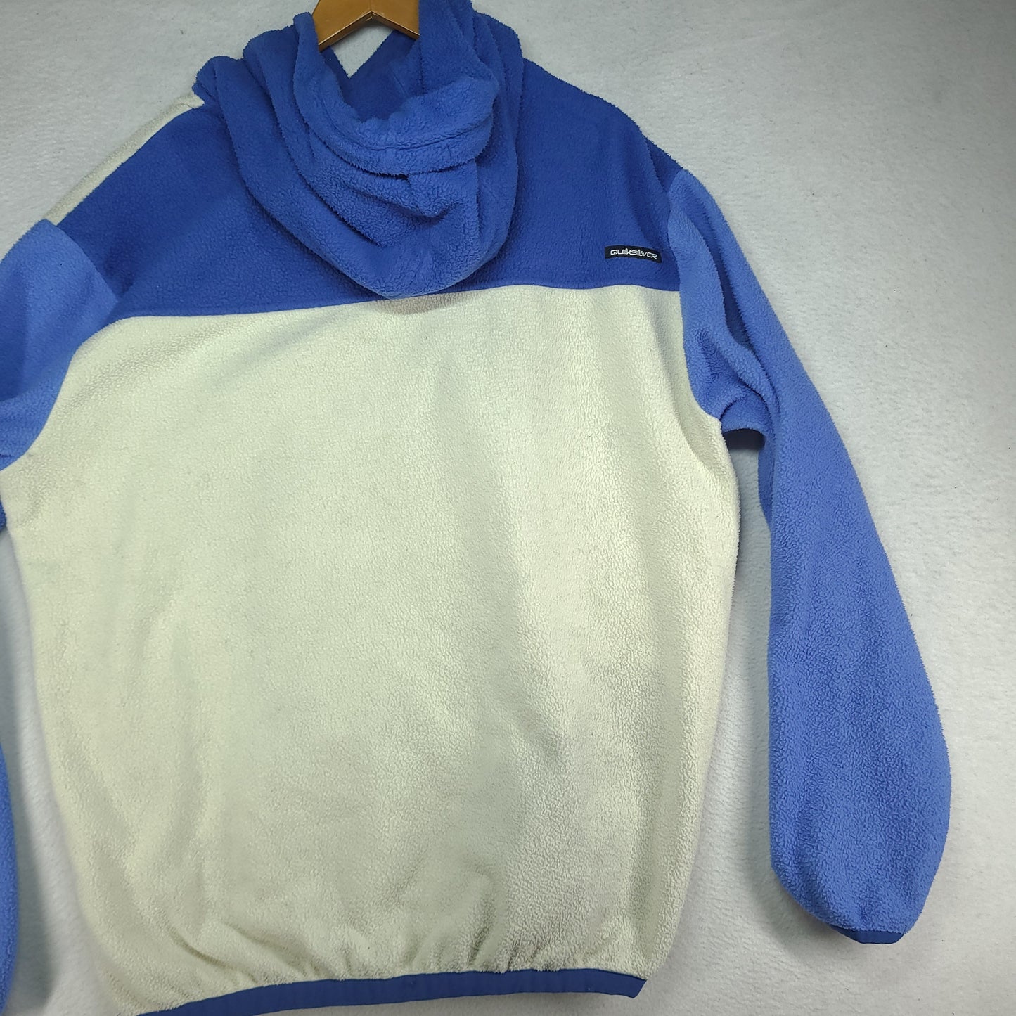 Quiksilver Hoodie Jumper Size 2XL Blue White Fleece Pullover Adult