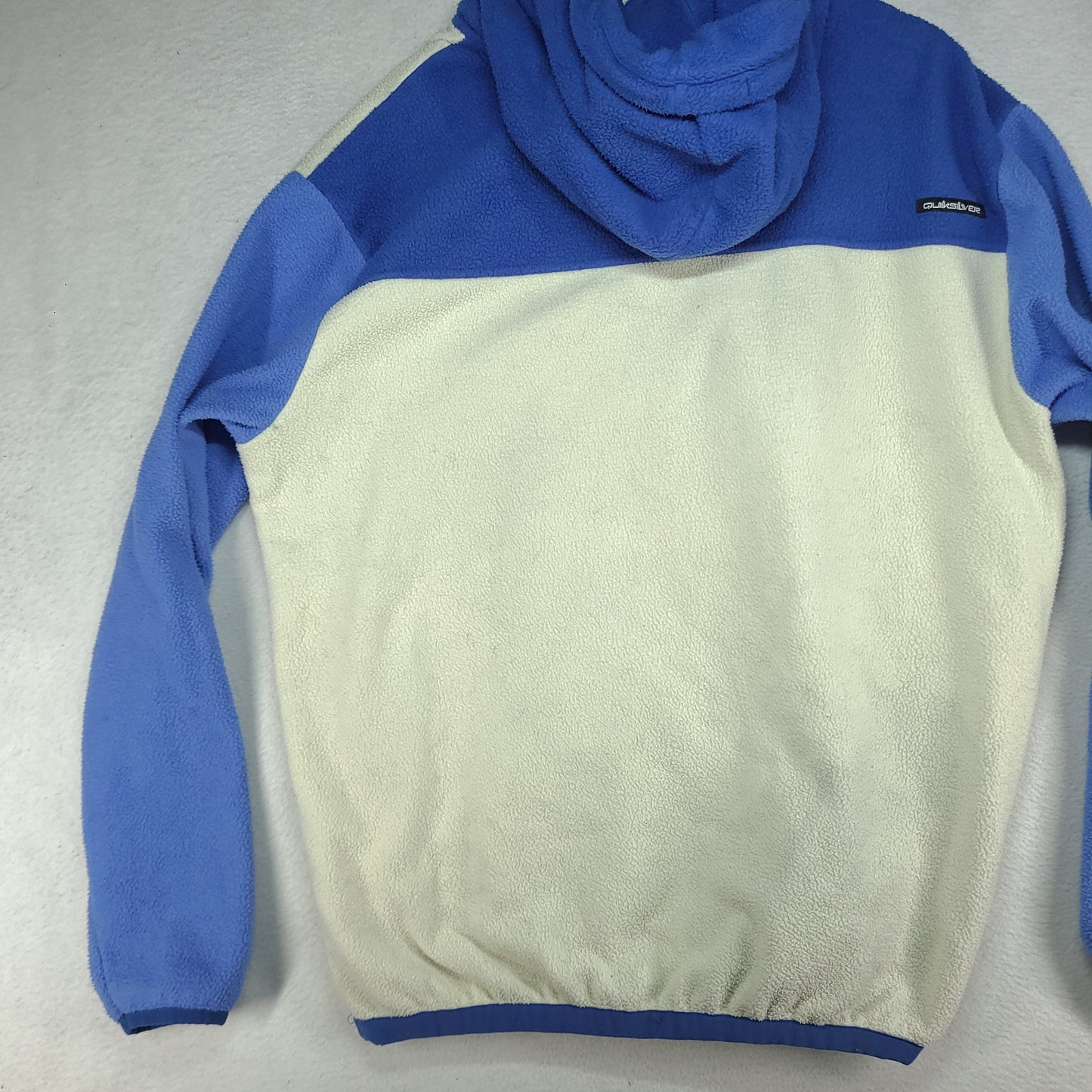 Quiksilver Hoodie Jumper Size 2XL Blue White Fleece Pullover Adult