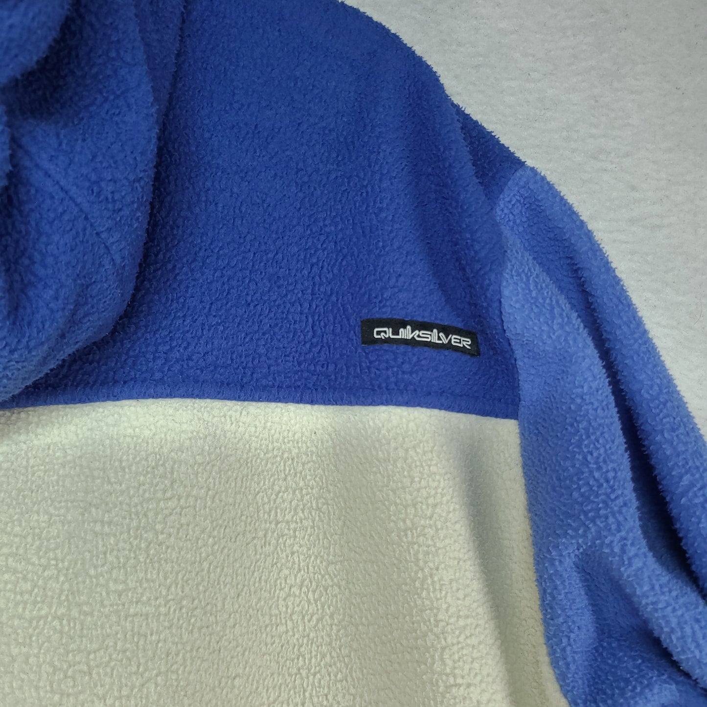 Quiksilver Hoodie Jumper Size 2XL Blue White Fleece Pullover Adult