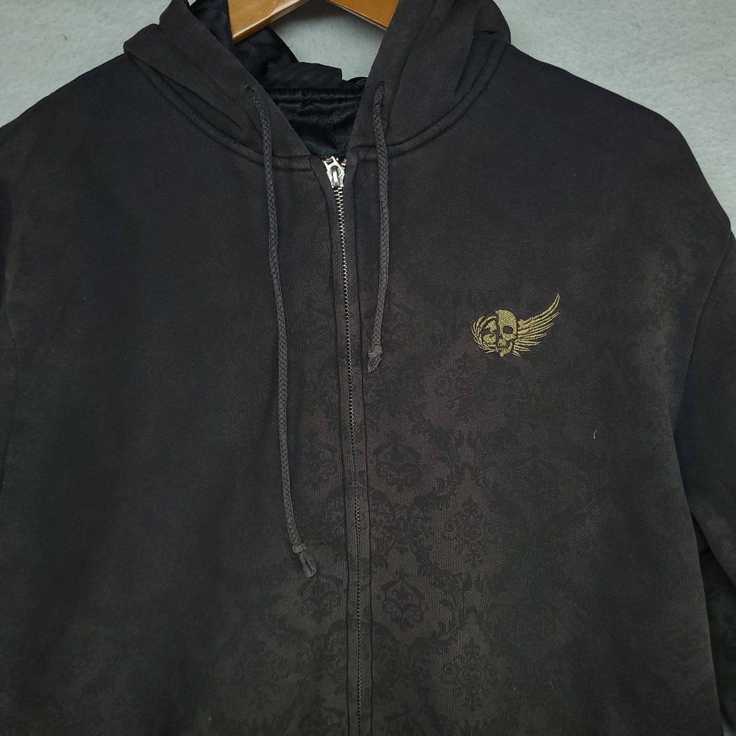 Billabong Hoodie Jumper Grey Full Zip Y2K Size M Slim Fit Cotton Polyester Blend