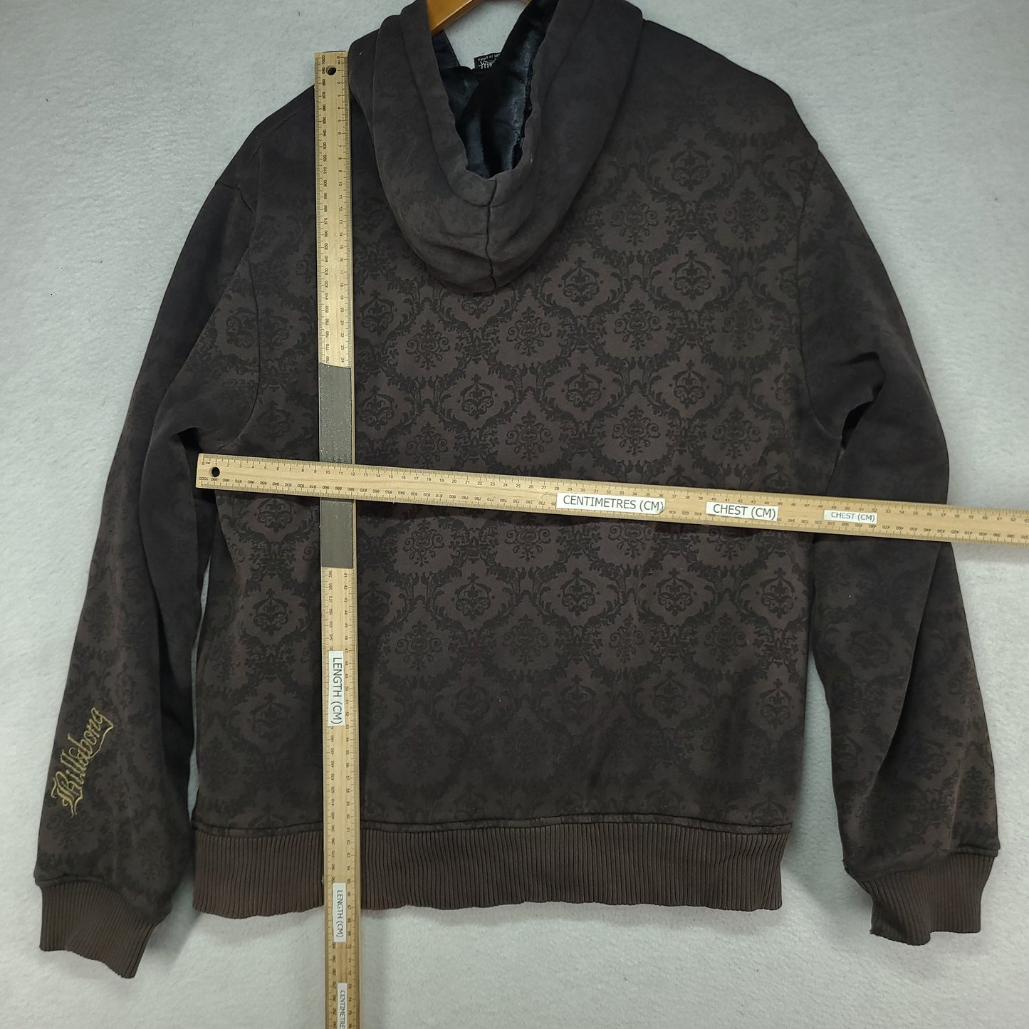 Billabong Hoodie Jumper Grey Full Zip Y2K Size M Slim Fit Cotton Polyester Blend