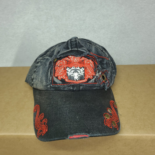 Vintage Y2K Hat Hunting Grunge Grey Elk Logo Adult Faded