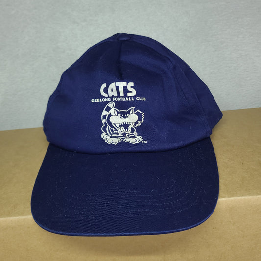 Vintage Geelong Cats Hat Snapback Blue Adult AFL Geelong Football Club Collectors Cap