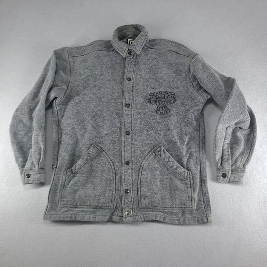 Vintage Kuta Lines Shirt Heavyweight Jumper Style Snap Button Size S Cotton