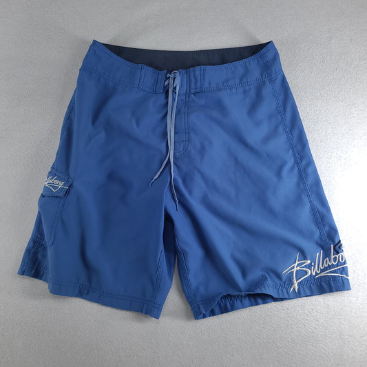 Billabong Shorts Blue Y2K Spellout Adult Size 34 Polyester Surf Beach