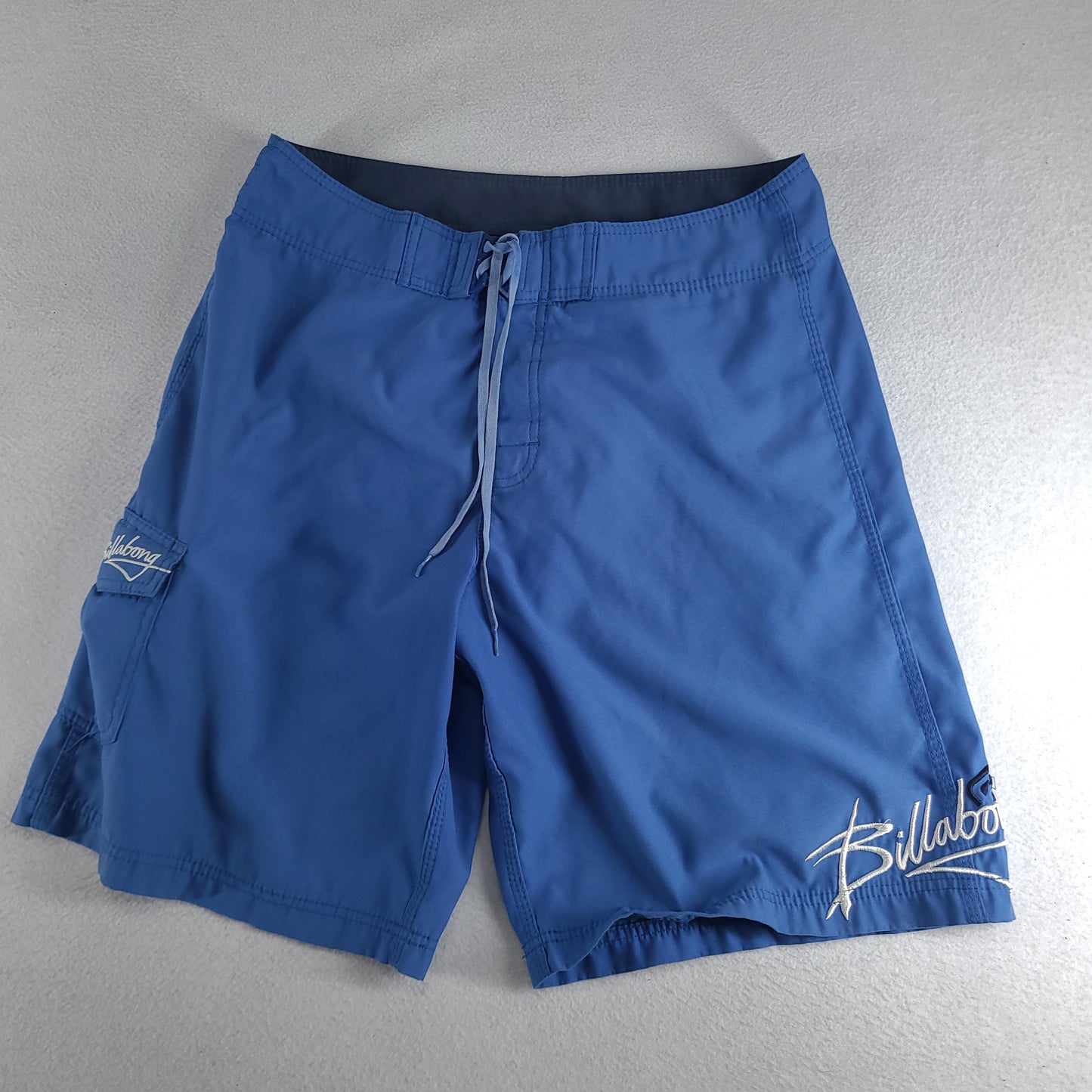 Billabong Shorts Blue Y2K Spellout Adult Size 34 Polyester Surf Beach
