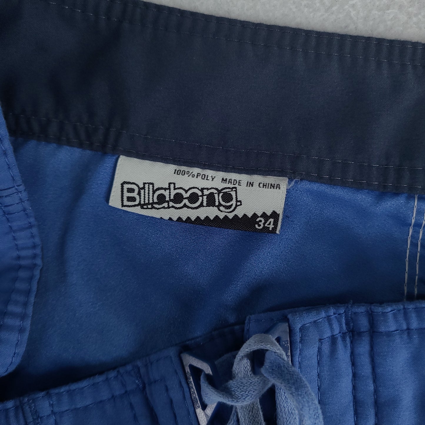 Billabong Shorts Blue Y2K Spellout Adult Size 34 Polyester Surf Beach