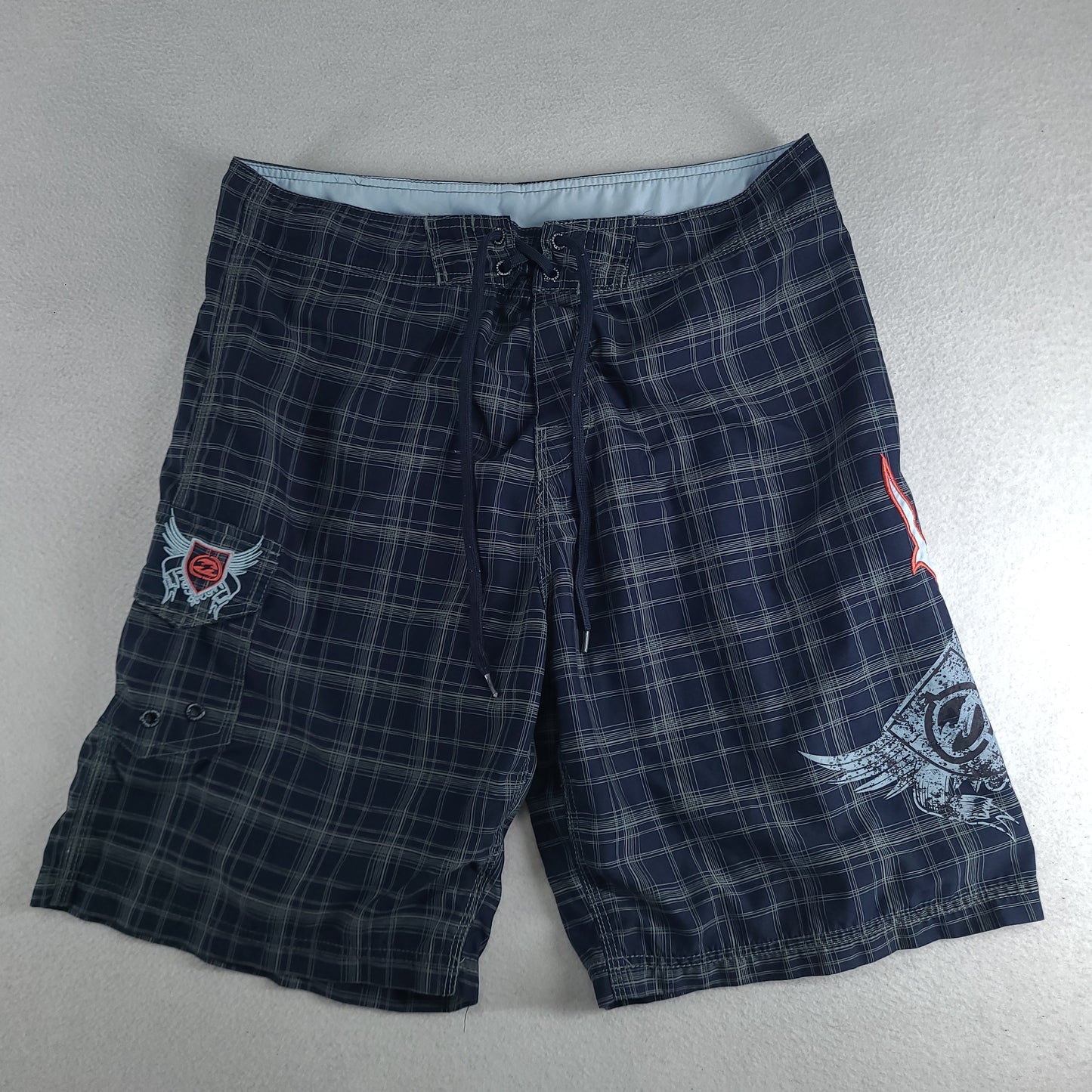 Billabong Shorts Blue Y2K Surf Logo Spellout Adult Mens Casual Size 38