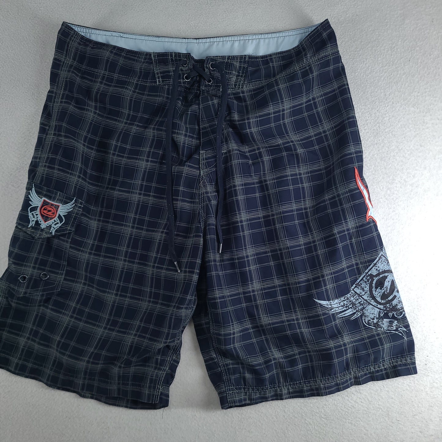 Billabong Shorts Blue Y2K Surf Logo Spellout Adult Mens Casual Size 38