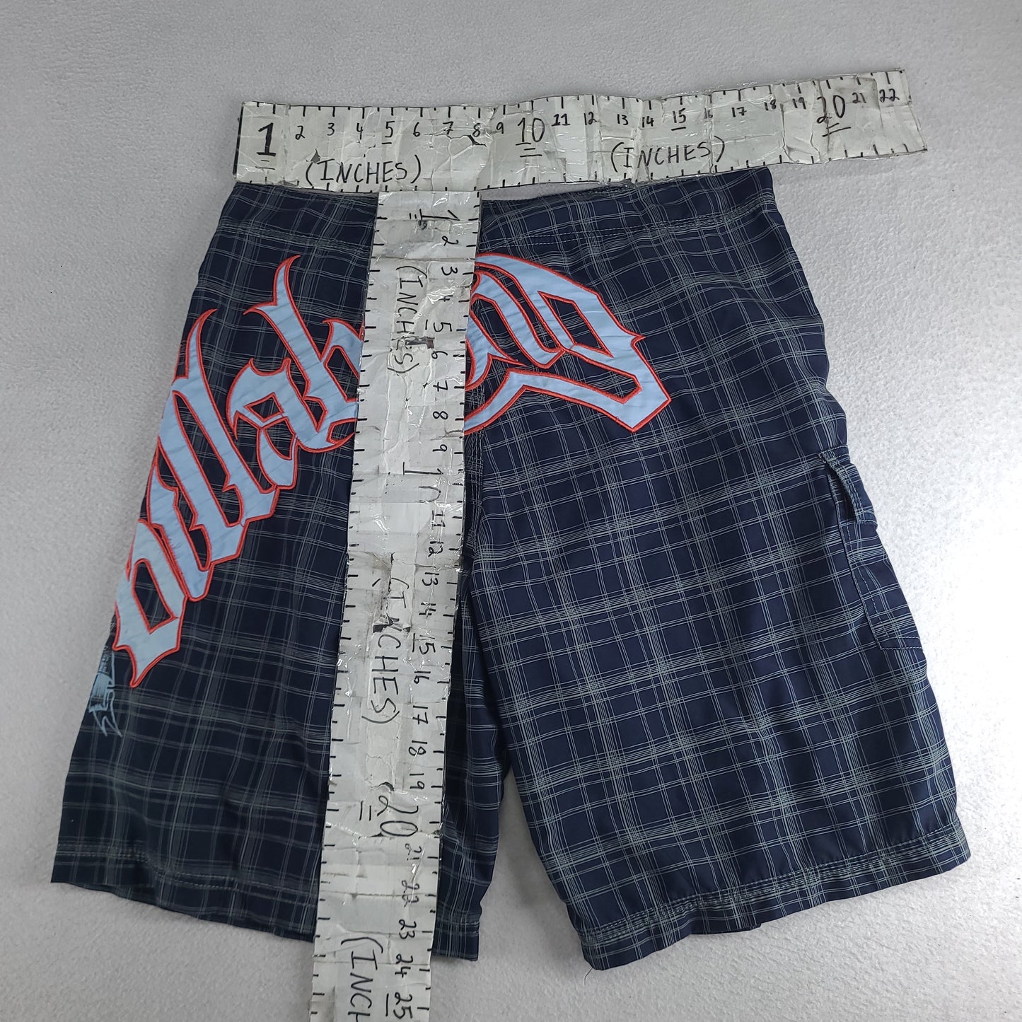 Billabong Shorts Blue Y2K Surf Logo Spellout Adult Mens Casual Size 38