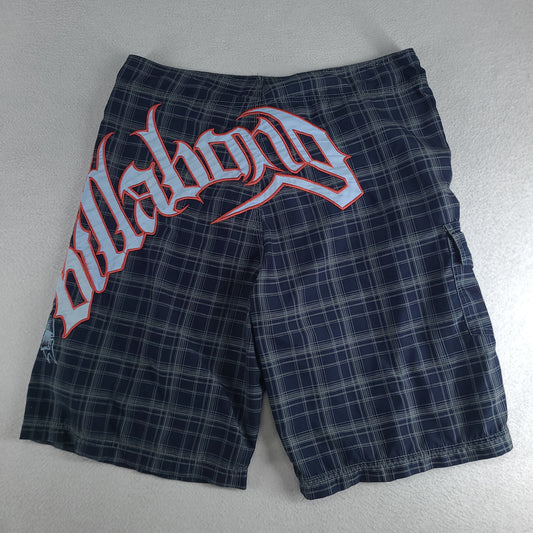 Billabong Shorts Blue Y2K Surf Logo Spellout Adult Mens Casual Size 38