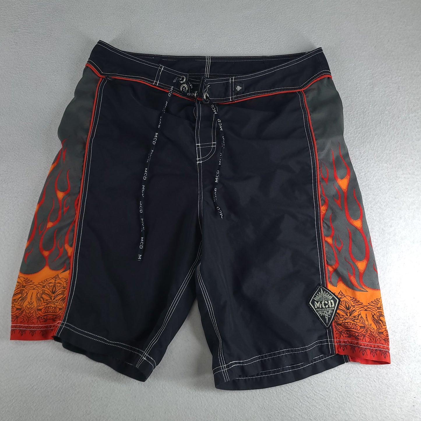 MCD Shorts Boardies Y2K Flame Drawstring Adult Size 34 Polyester