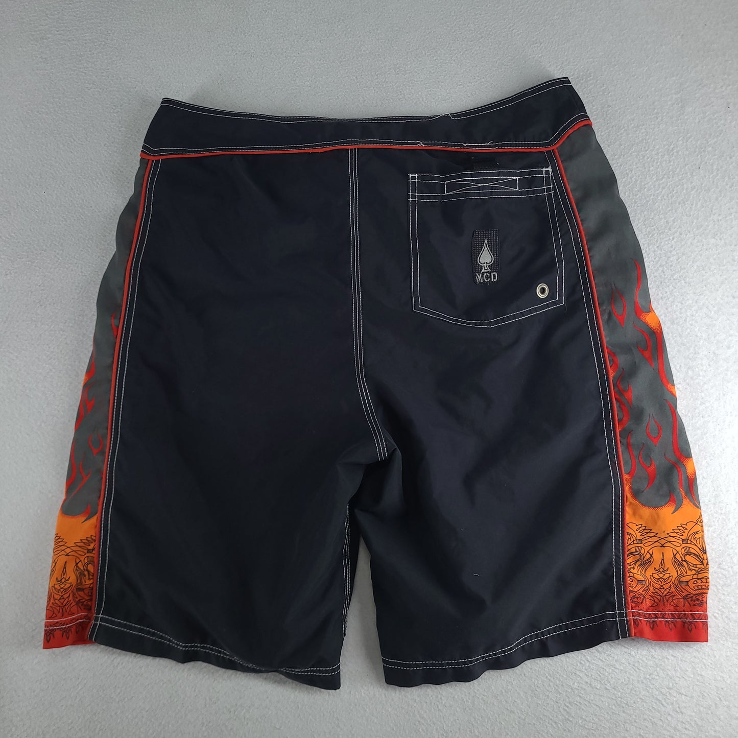 MCD Shorts Boardies Y2K Flame Drawstring Adult Size 34 Polyester
