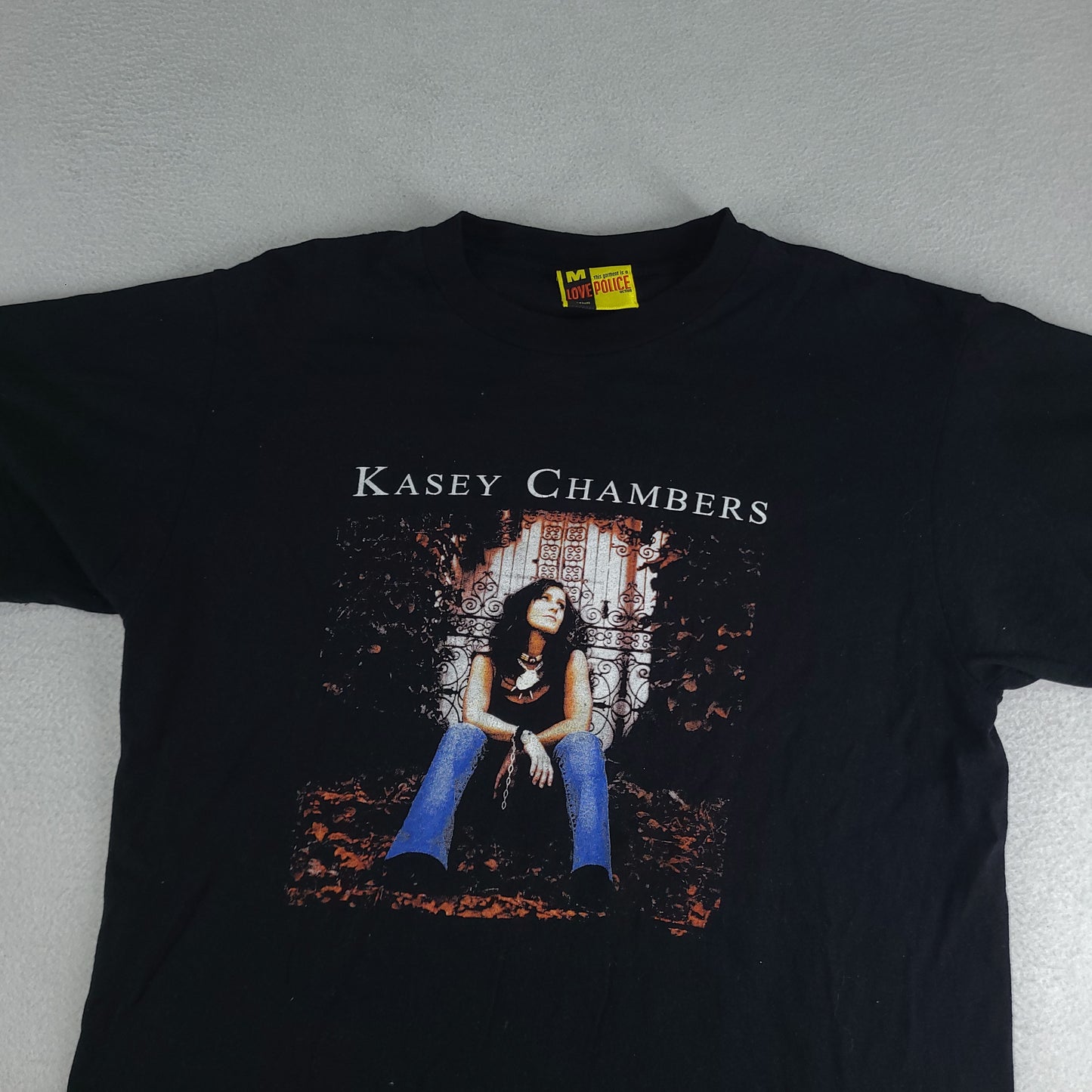 Kasey Chambers Shirt Y2K Vintage Tour Australian Black Tee Size M Love Police