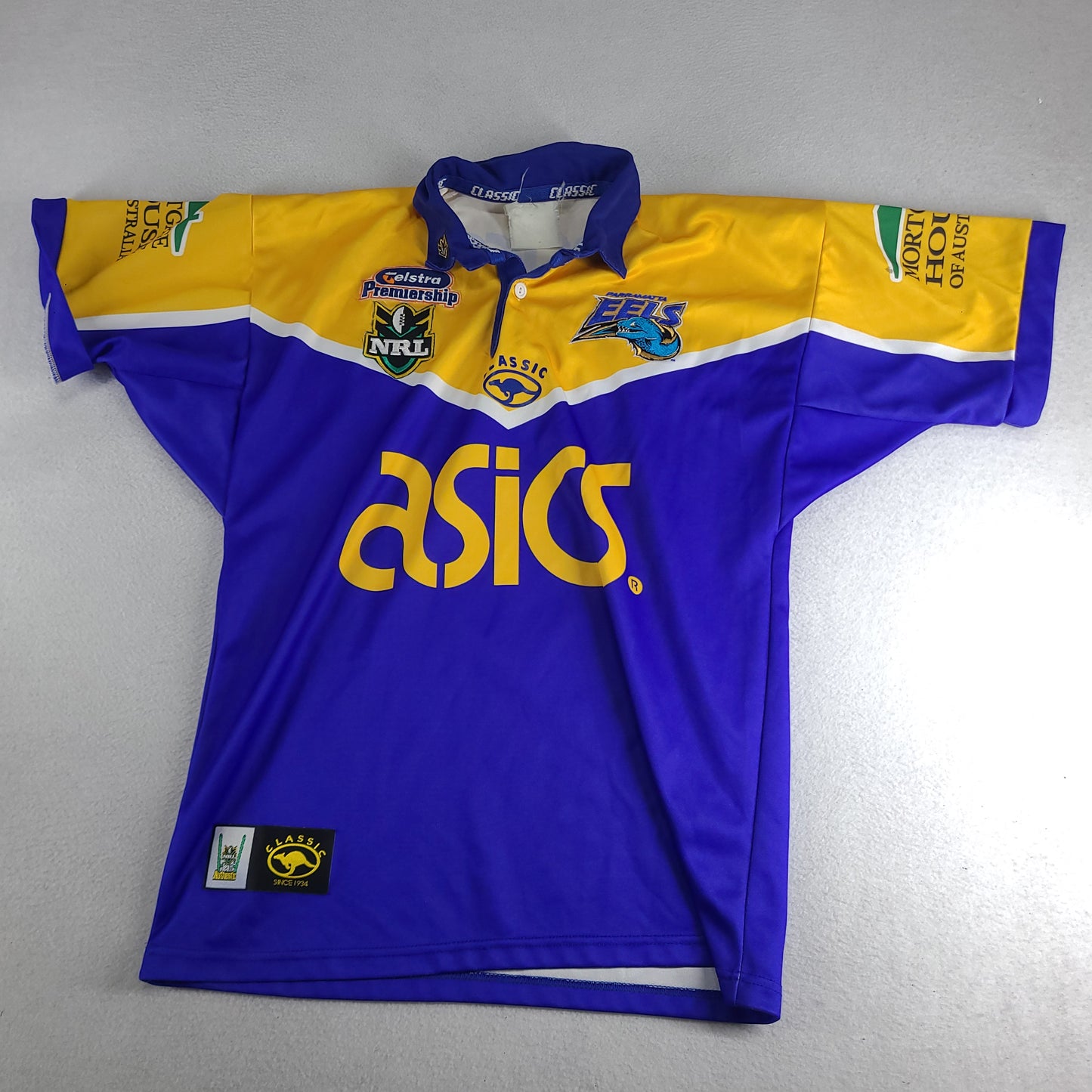 Vintage Parramatta Eels Rugby League Jersey 2001 Y2K Size L ASICS NRL