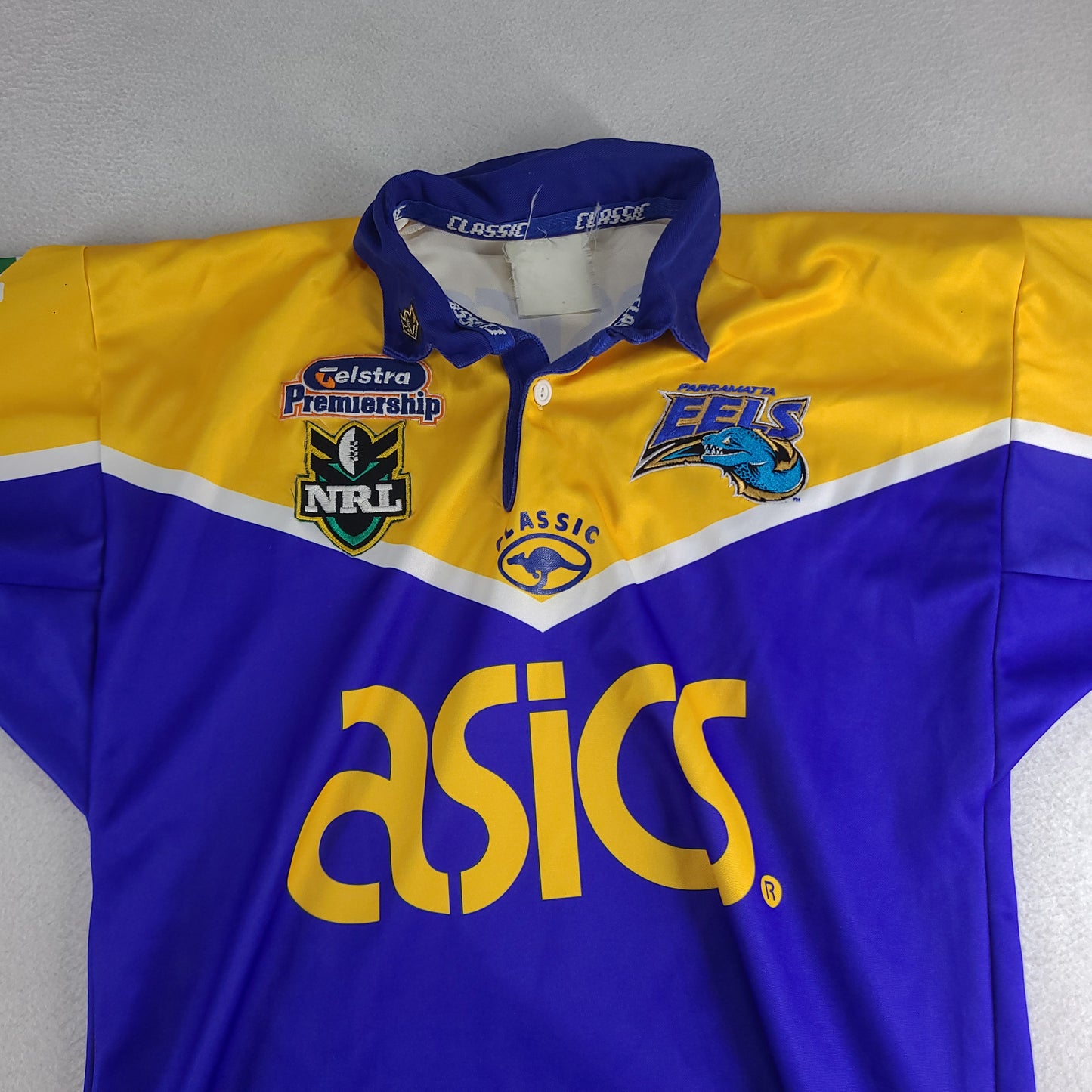 Vintage Parramatta Eels Rugby League Jersey 2001 Y2K Size L ASICS NRL