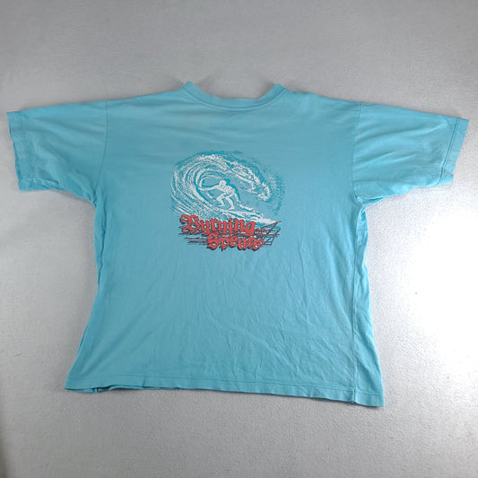 Vintage Byrning Spears Shirt Blue Green Short Sleeve Graphic Tee Size M Australia Tee Surf