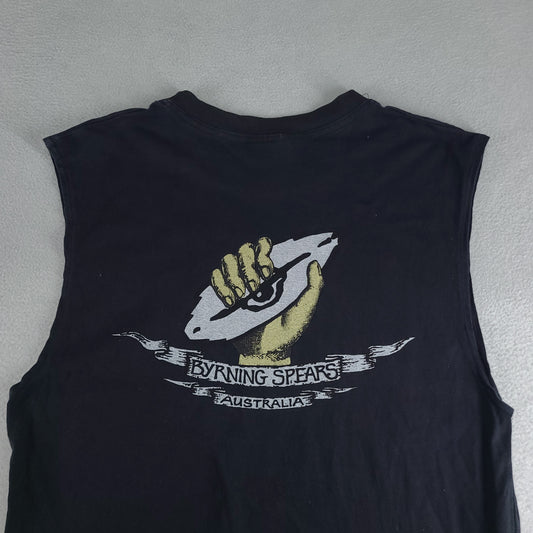 Vintage Byrning Spears Tank Shirt Black Top Sleeveless Sz M Adult Muscle Casual Surf Beach Made in Australia