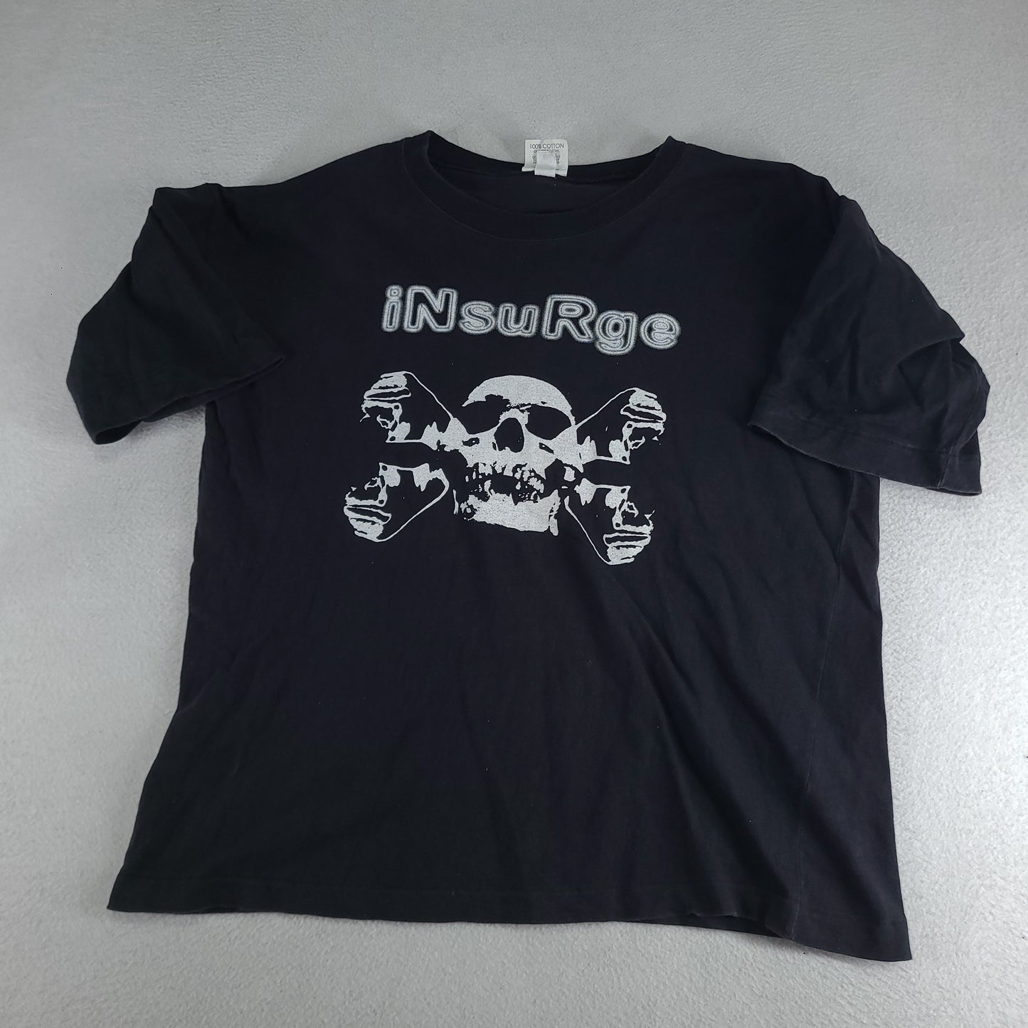 Vintage Insurge Shirt Size XL Adult Graphic Tee Skulls Black Australian Band Industrial Political