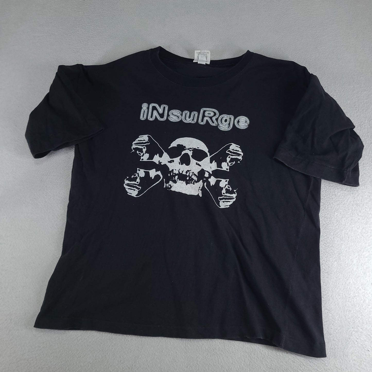 Vintage Insurge Shirt Size XL Adult Graphic Tee Skulls Black Australian Band Industrial Political