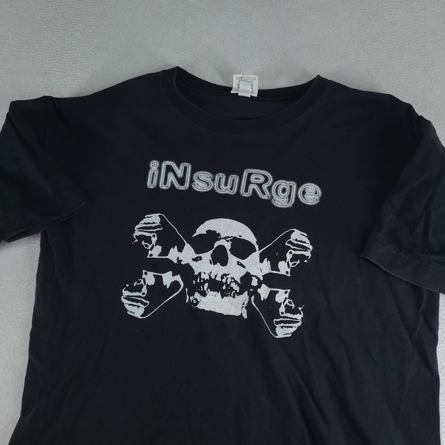 Vintage Insurge Shirt Size XL Adult Graphic Tee Skulls Black Australian Band Industrial Political