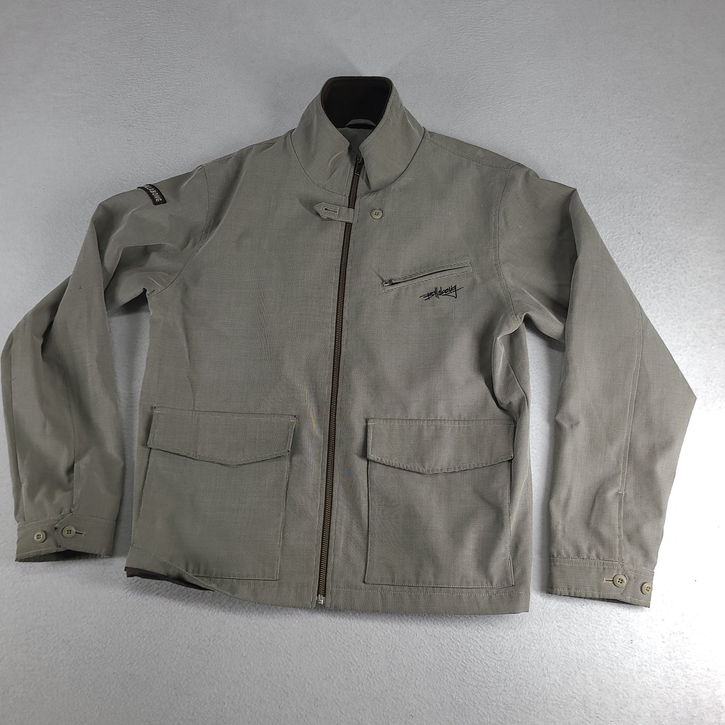 Billabong Jacket Grey Full Zip Pockets Y2K Size Medium Polyester Blend Adult