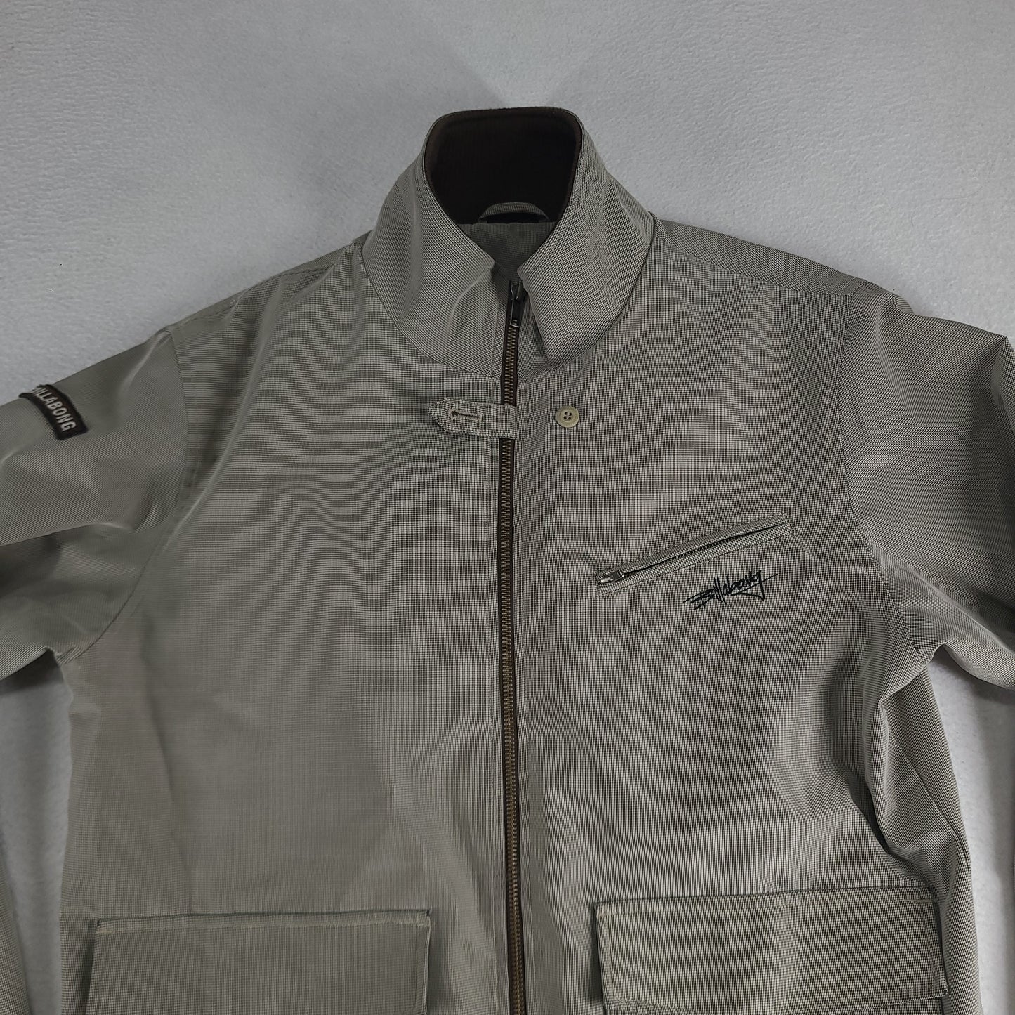 Billabong Jacket Grey Full Zip Pockets Y2K Size Medium Polyester Blend Adult