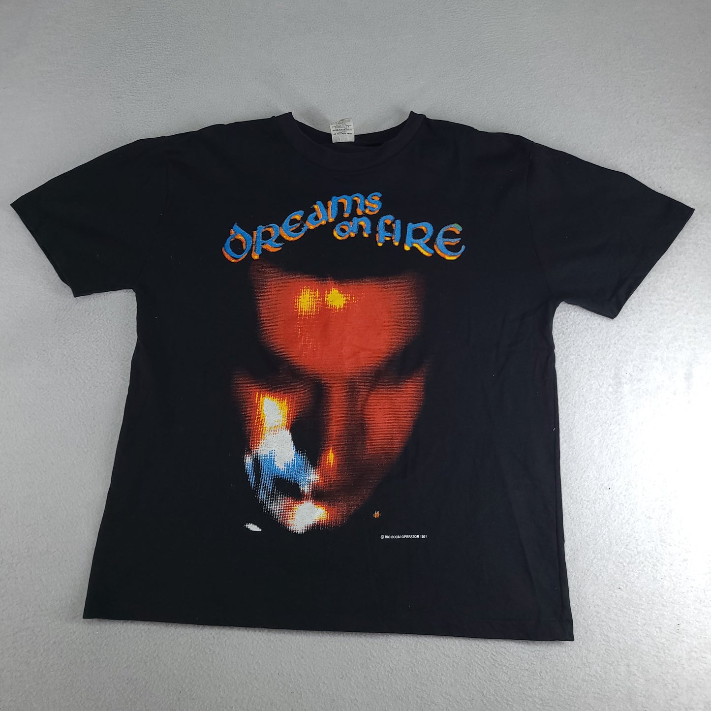 Vintage Boom Crash Opera Shirt Top Heavy Size Large Dreams on Fire Adult Black Tee