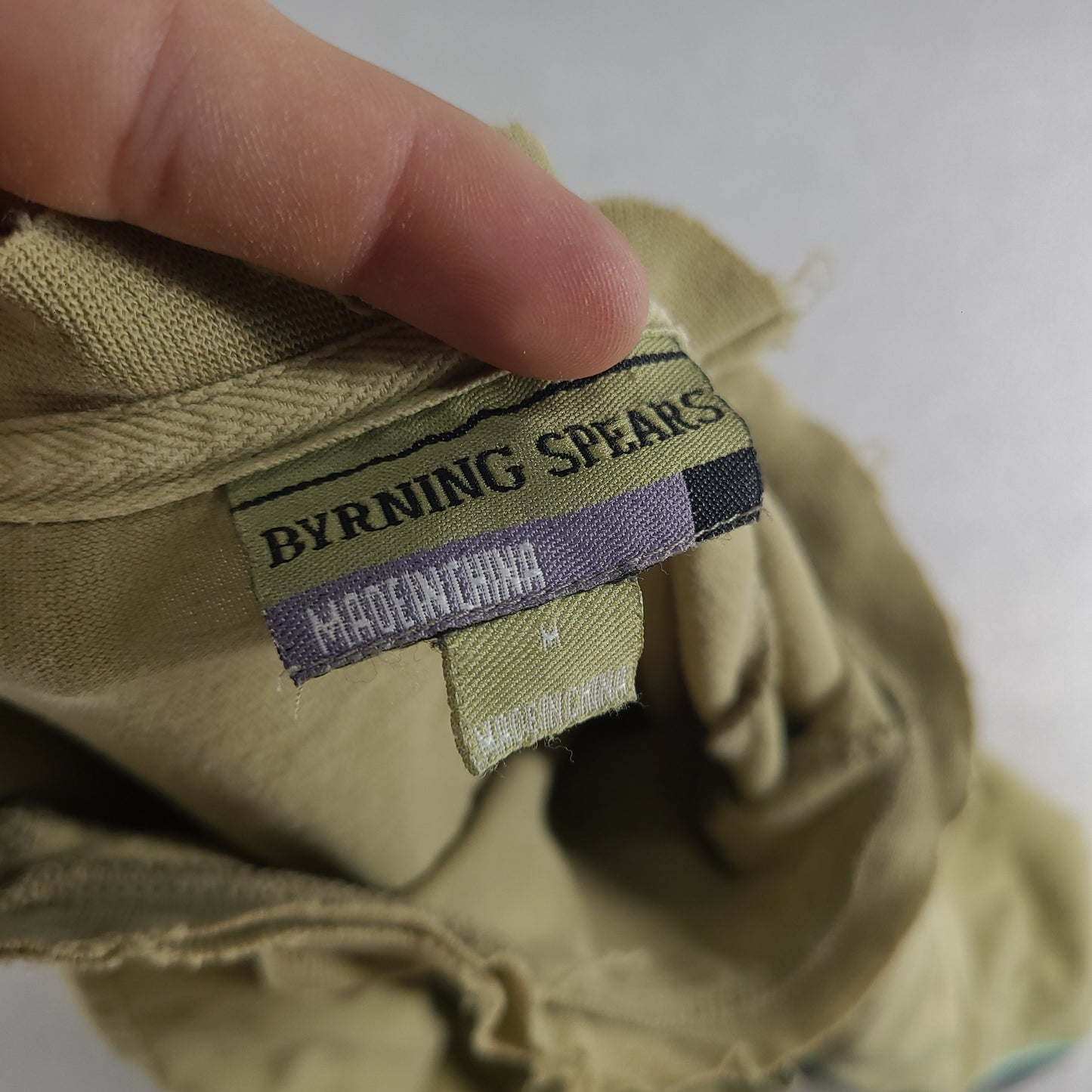 Vintage Byrning Spears Shirt Green Long Sleeve Thrashed Adult Mens Casual Size M Y2k Surf
