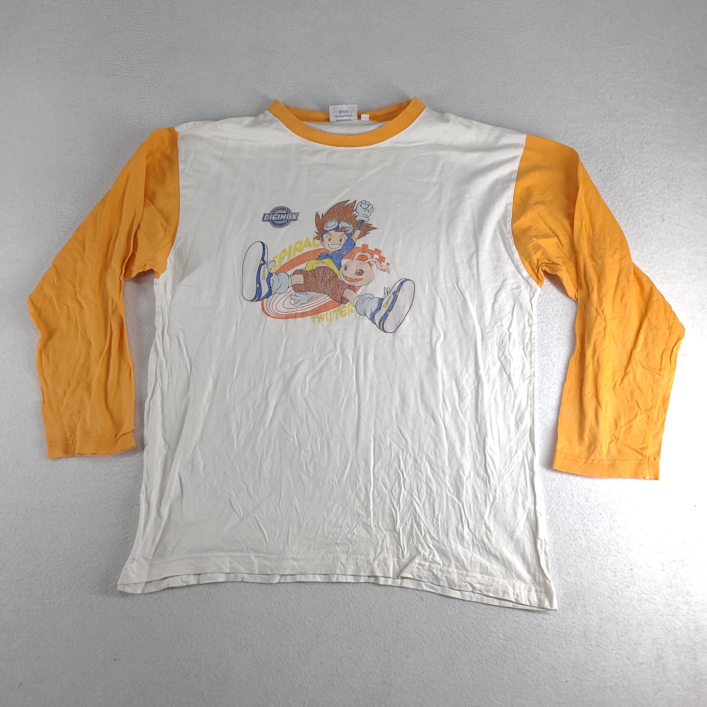 Vintage Digimon Shirt Long Sleeve Youth 164 or Mens Small Y2k 2000 Graphic Tee