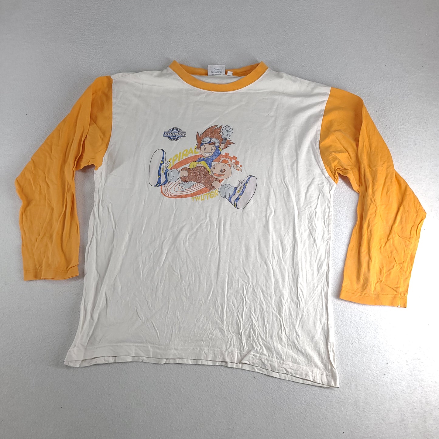 Vintage Digimon Shirt Long Sleeve Youth 164 or Mens Small Y2k 2000 Graphic Tee