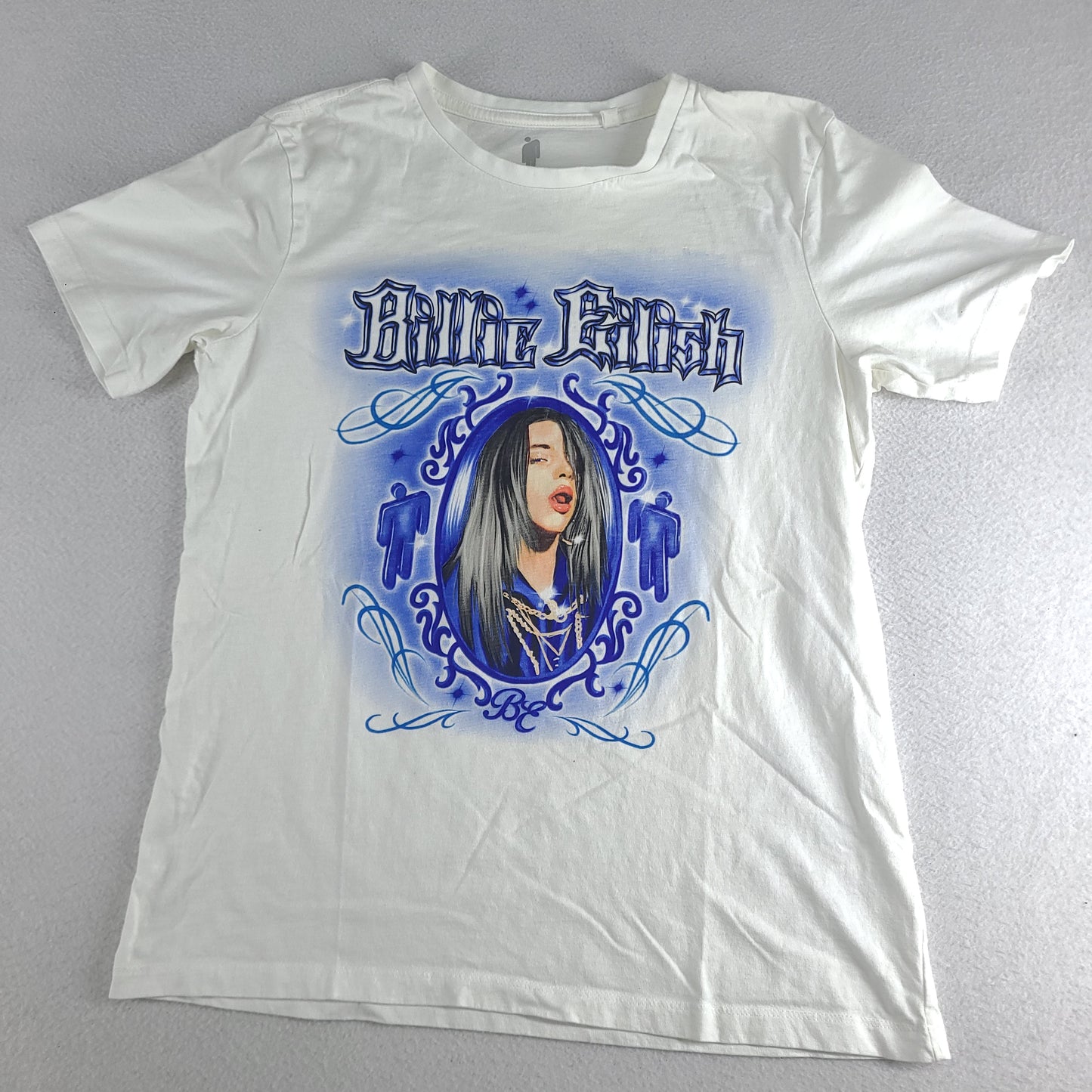 Billie Eilish Shirt White Short Sleeve Graphic Tee Womens Basic Size M Cotton Casual