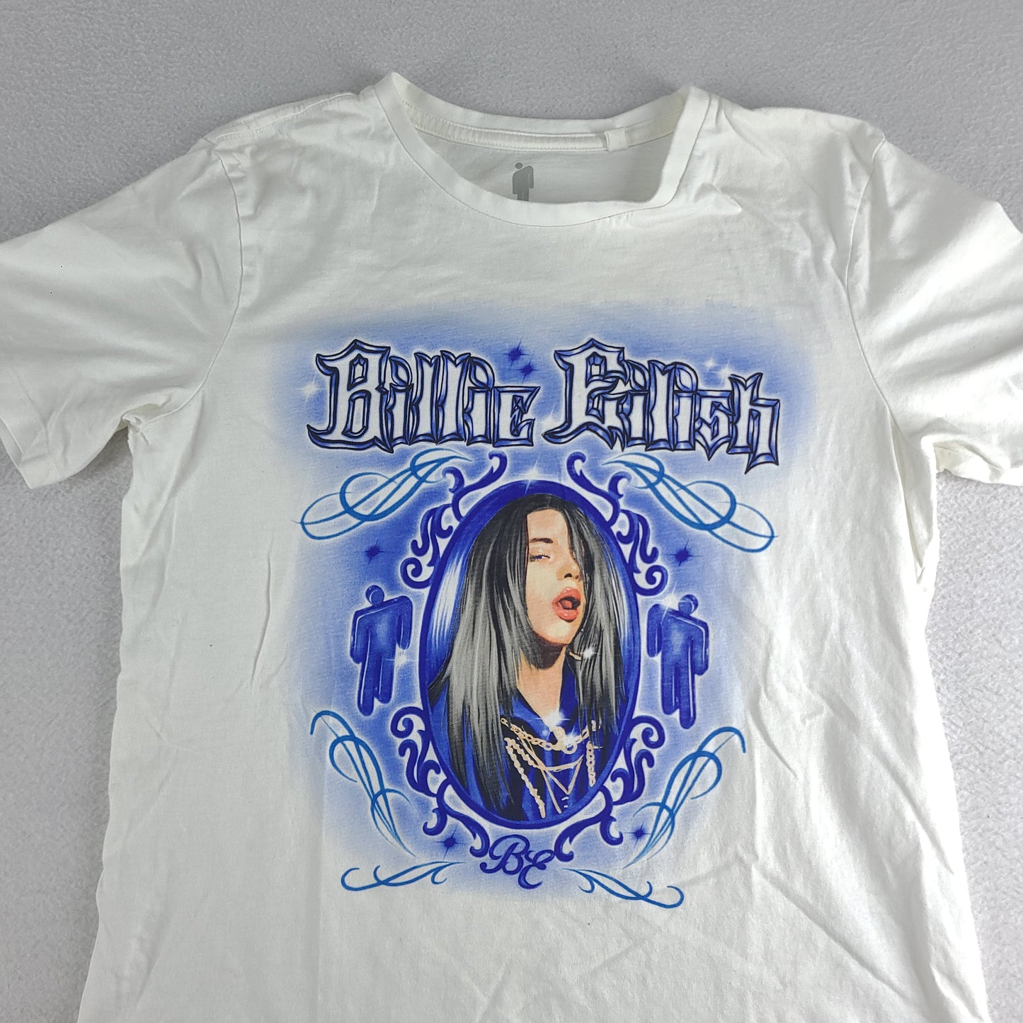 Billie Eilish Shirt White Short Sleeve Graphic Tee Womens Basic Size M Cotton Casual