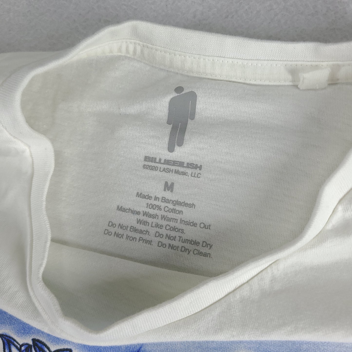 Billie Eilish Shirt White Short Sleeve Graphic Tee Womens Basic Size M Cotton Casual